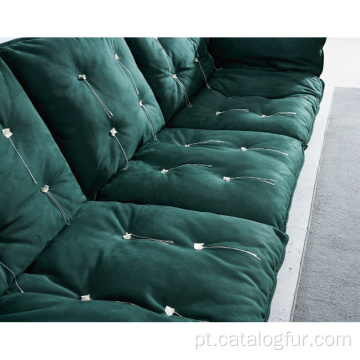 sofás da sala de estar botão da mobília da sala de estar sofá de veludo em forma de L de couro vermelho moderno
